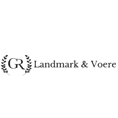 Logo of Landmark & Voere with a decorative 'GR' emblem on a white background