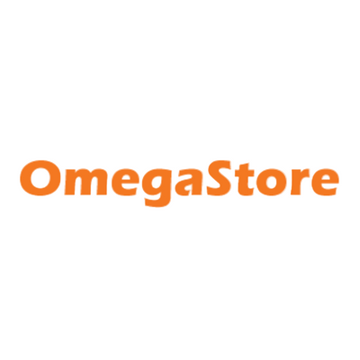 Orange 'OmegaStore' logo on a white background